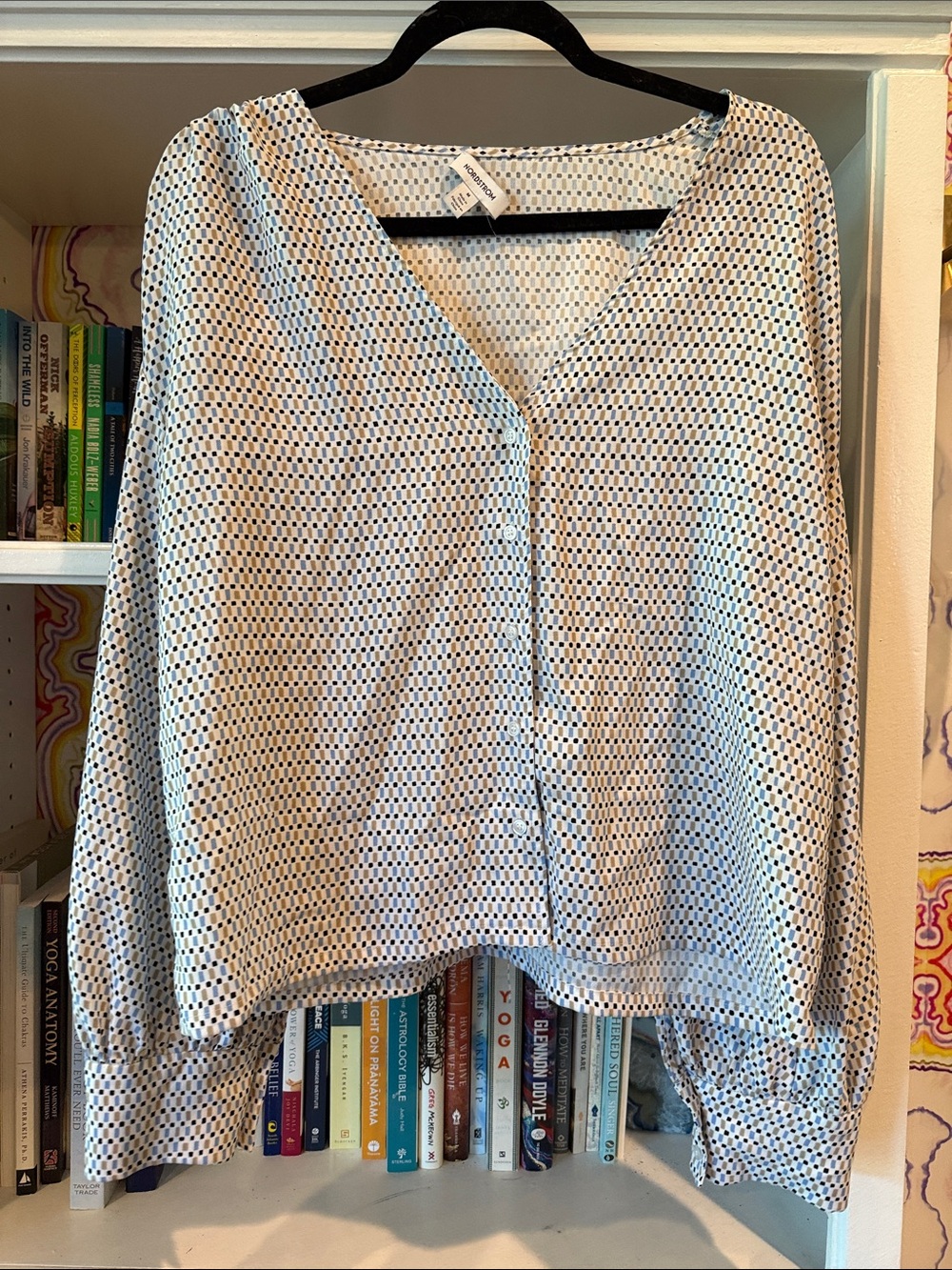 Nordstrom Cream Blouse with Black Dot Print